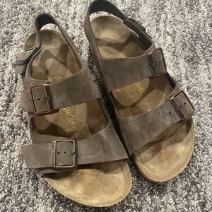 Birkenstock Milano Slingback Brown Leather Sandal Size 41 Unisex